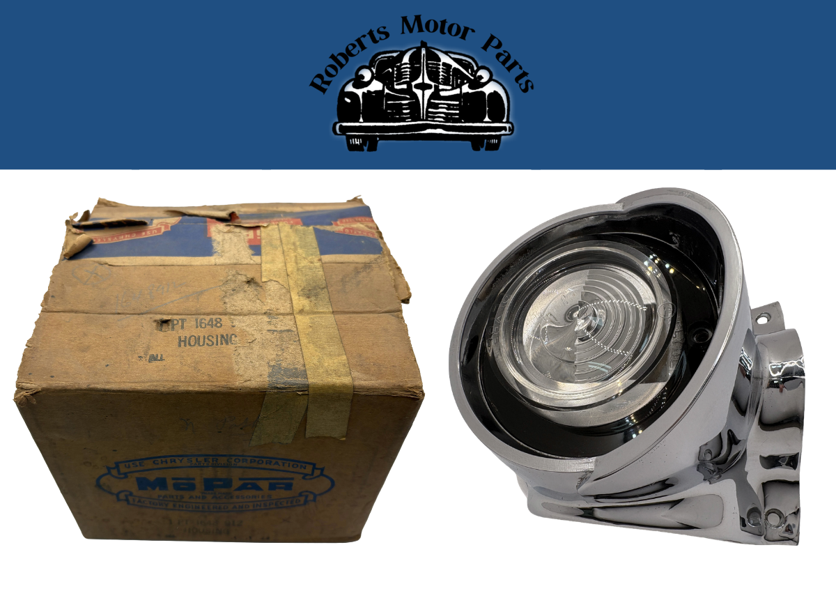 New Old Stock Left Back Up Light Housing w/Lens For 1956 Plymouth Mopar #1648912