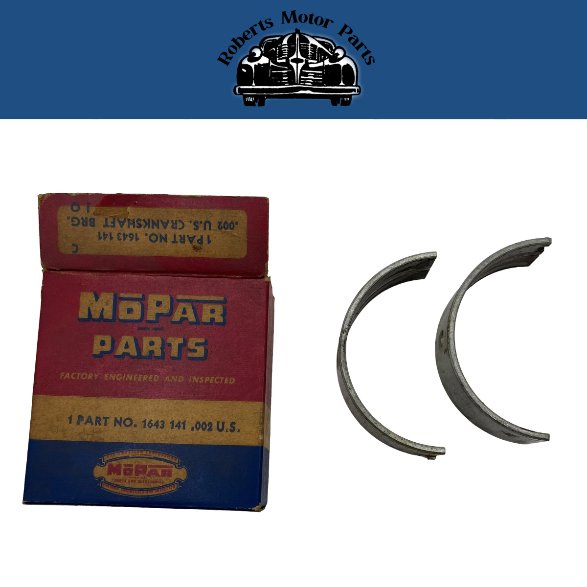 New Old Stock Crankshaft Bearing #1 #2 #4 .002 U/S For 1958 Plymouth V8 #1643141