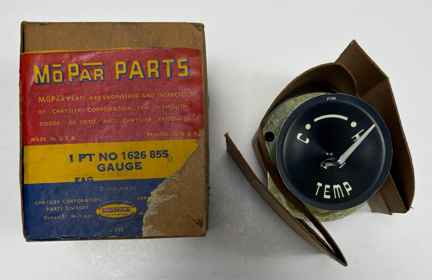 New Old Stock Temp Gauge for 1955 Dodge Royal & Coronet Models Mopar #1626855