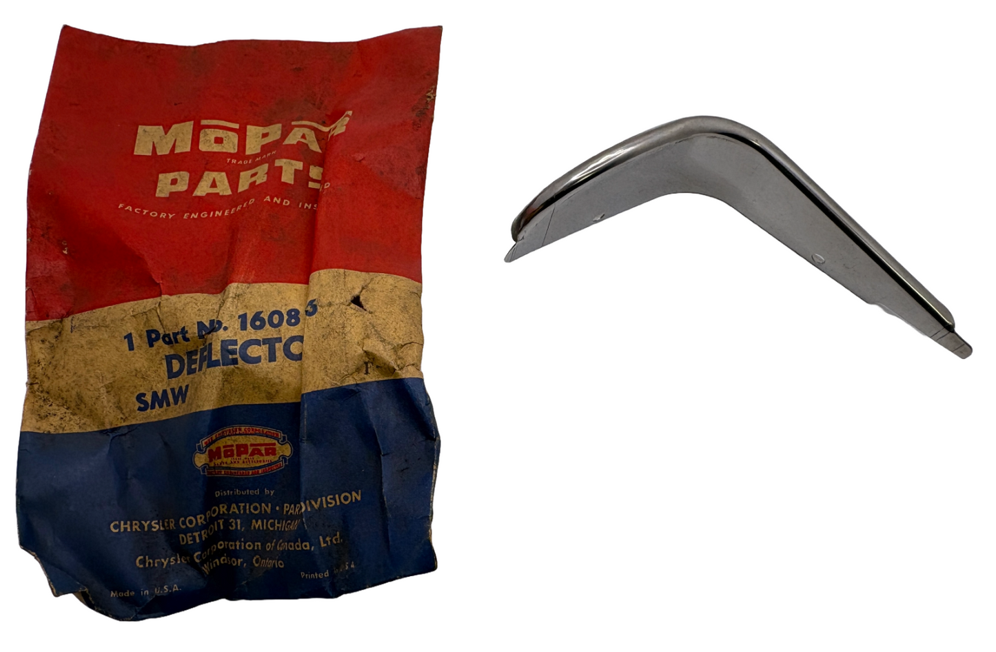 New Old Stock Right Vent Wing Rain Deflector for 1955-56 Mopar Models #1608636