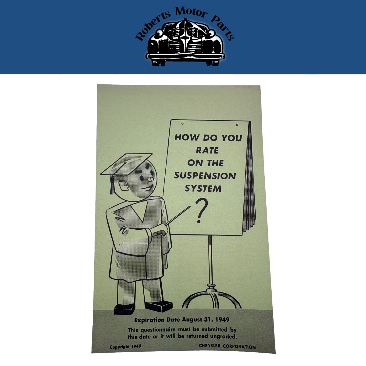 Original Ross Roy Suspension System Questionnaire 1949 Vol 2 No 8