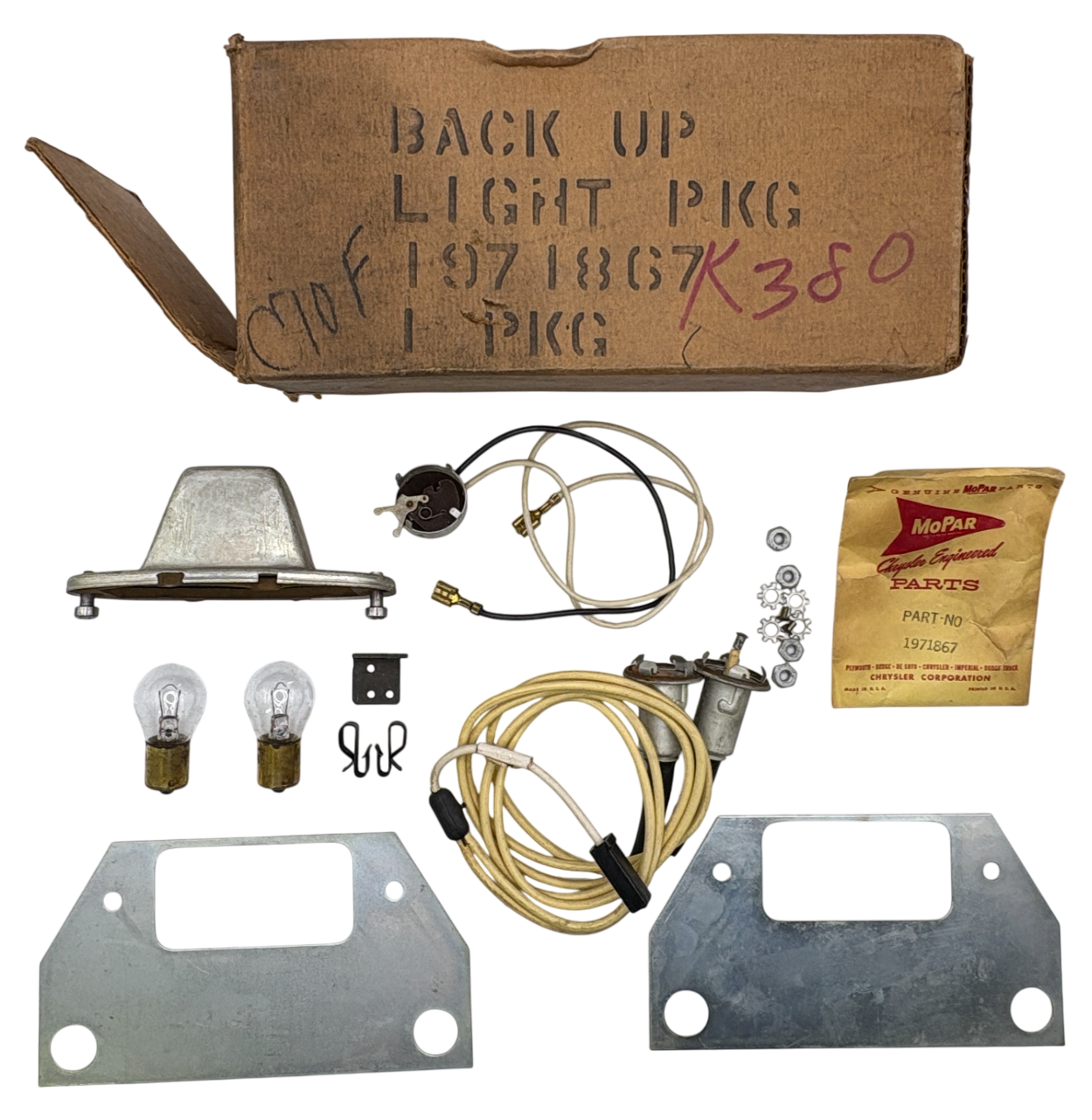 New Old Stock Back Up Lamp Pkg for 1959 Plymouth Station Wagon Auto #1971867