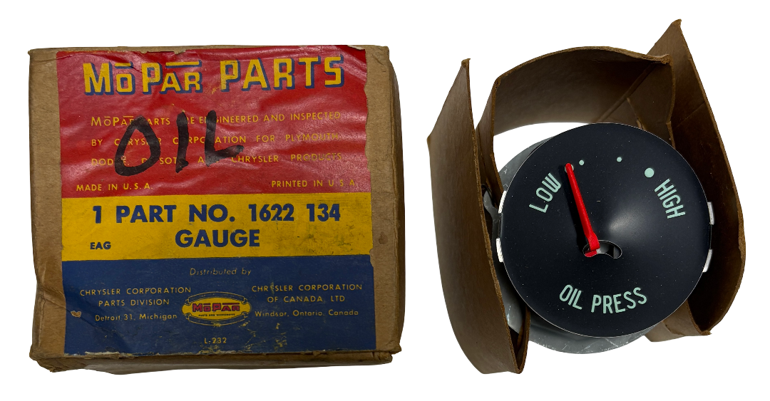 New Old Stock Oil Pressure Gauge for 1955 Plymouth Models Mopar #1622134