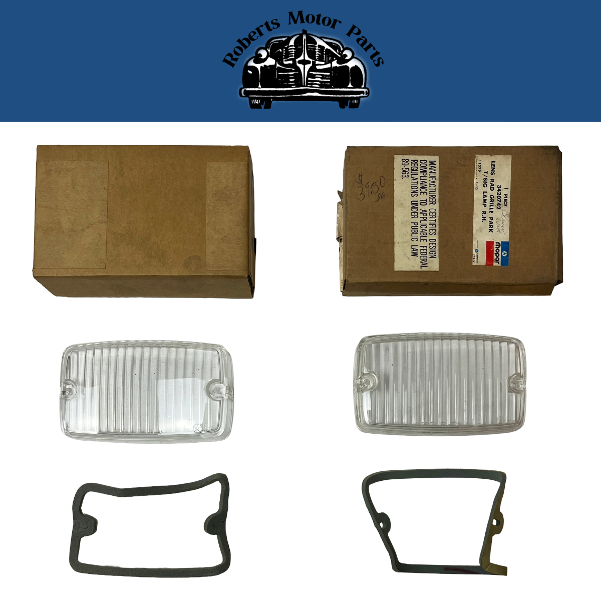 New Old Stock Parking Light Lenses 1970-1972 Valiant Duster #3420742 & #3420743