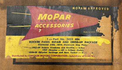 New Old Stock Rocker Panel Repair & Dressup Pkg for 1957-9 Models Mopar #2421404