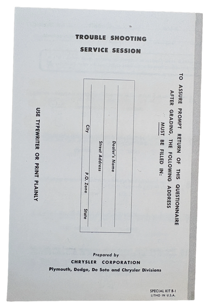 Original Ross Roy Dodge Route Van Questionnaire 1948 Special Kit B-1