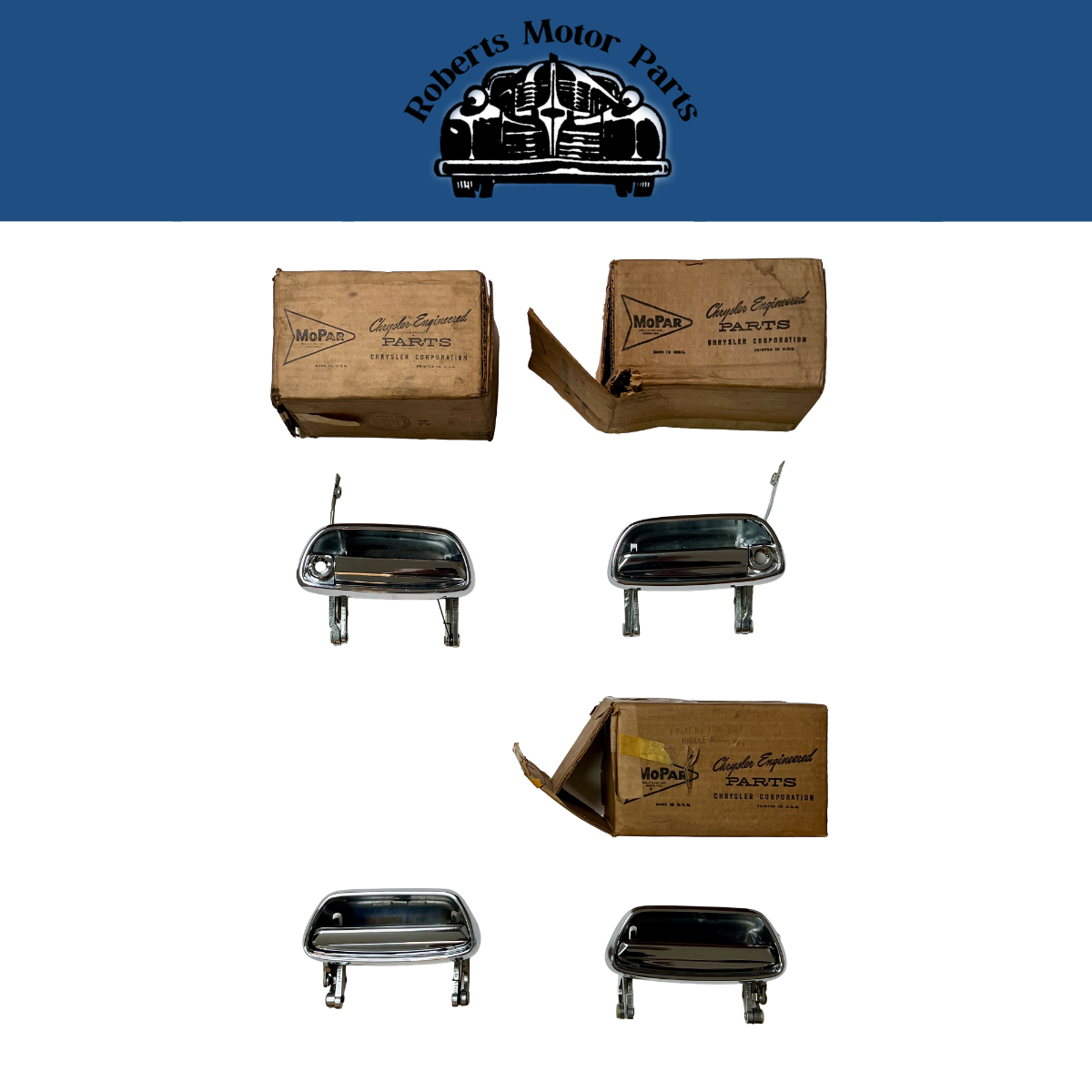 Complete Set of New Old Stock Door Handles for 1958 Dodge Special 4-Door Models
