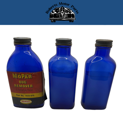 New Old Stock Mopar Bug Remover Blue Glass Bottle Set #1450870