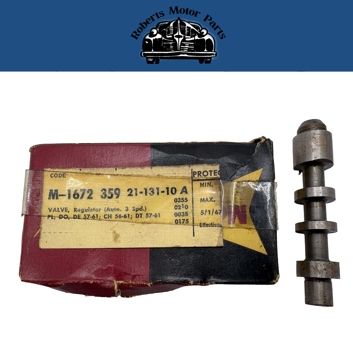 New Old Stock Torqueflite Transmission Regulator Valve For 1956-61 Mopar #167235
