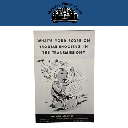 Original Ross Roy Transmission Questionnaire 1949 Vol 2 No 7