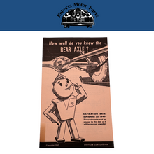 Original Ross Roy Rear Axle Questionnaire 1949 Vol 2 No 9