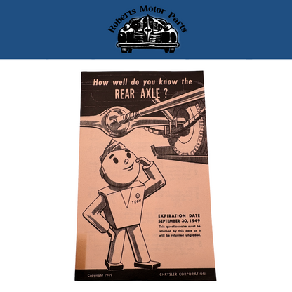 Original Ross Roy Rear Axle Questionnaire 1949 Vol 2 No 9