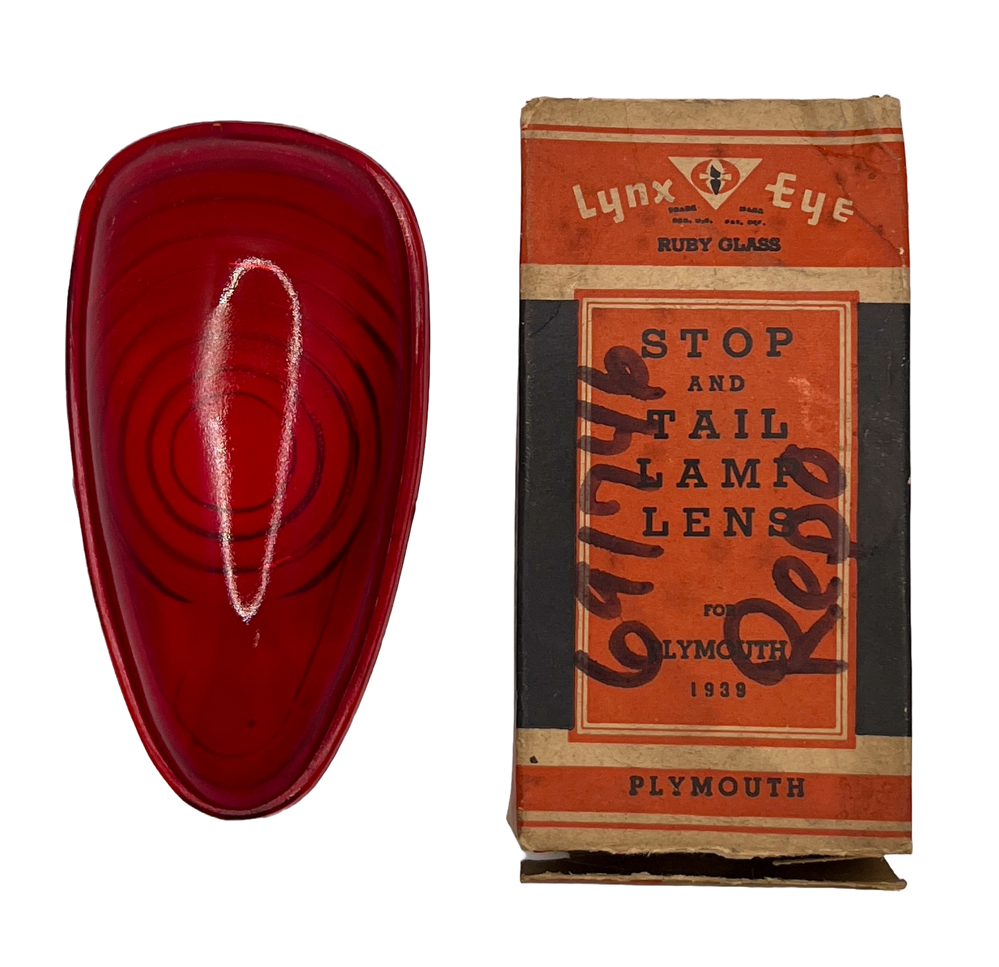 New Old Reproduction Stock Stop & Tail Lamp Lens for 1939 Plymouth Mopar #691746