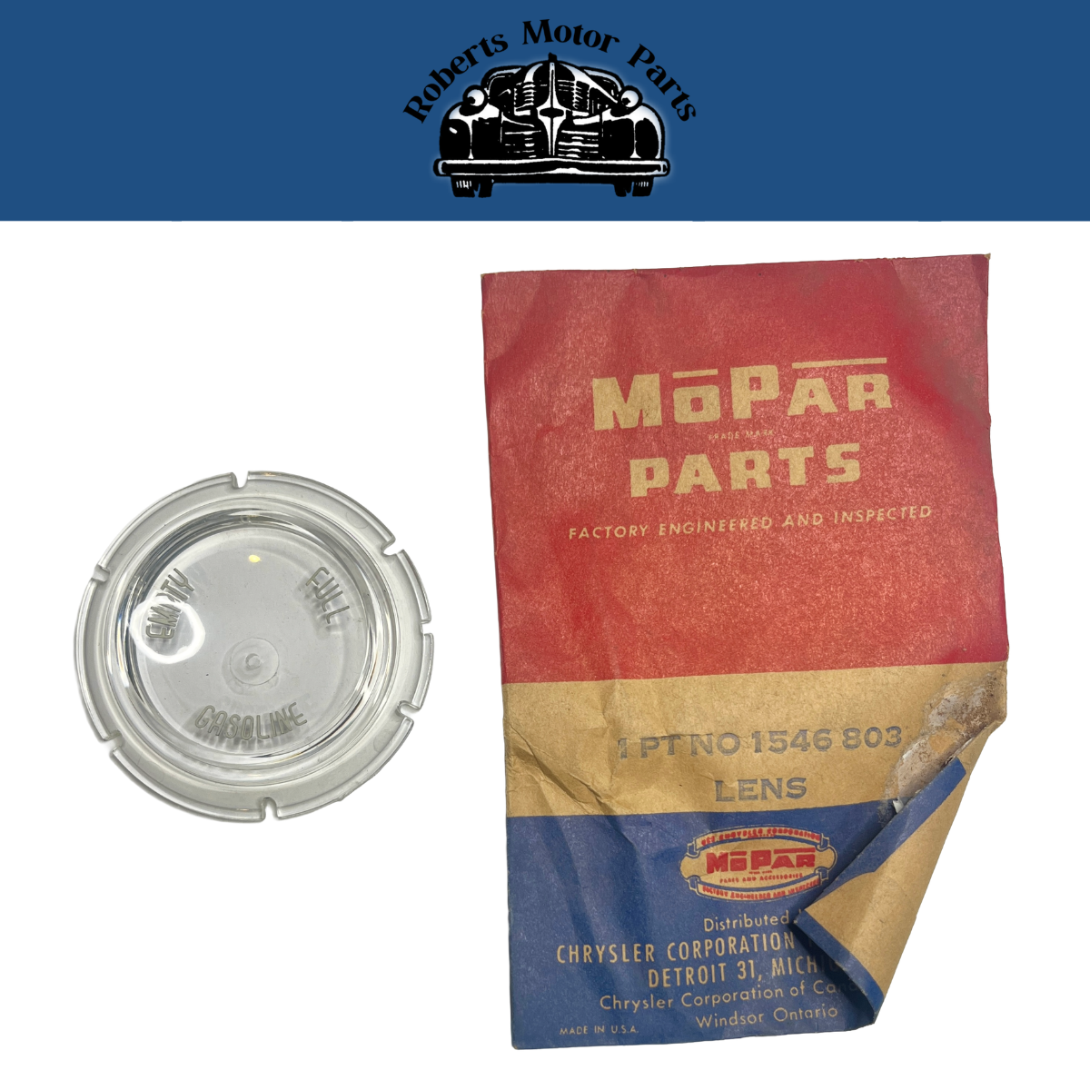 New Old Stock Fuel Gauge Lens For All 1954 DeSoto Models Mopar #1546803
