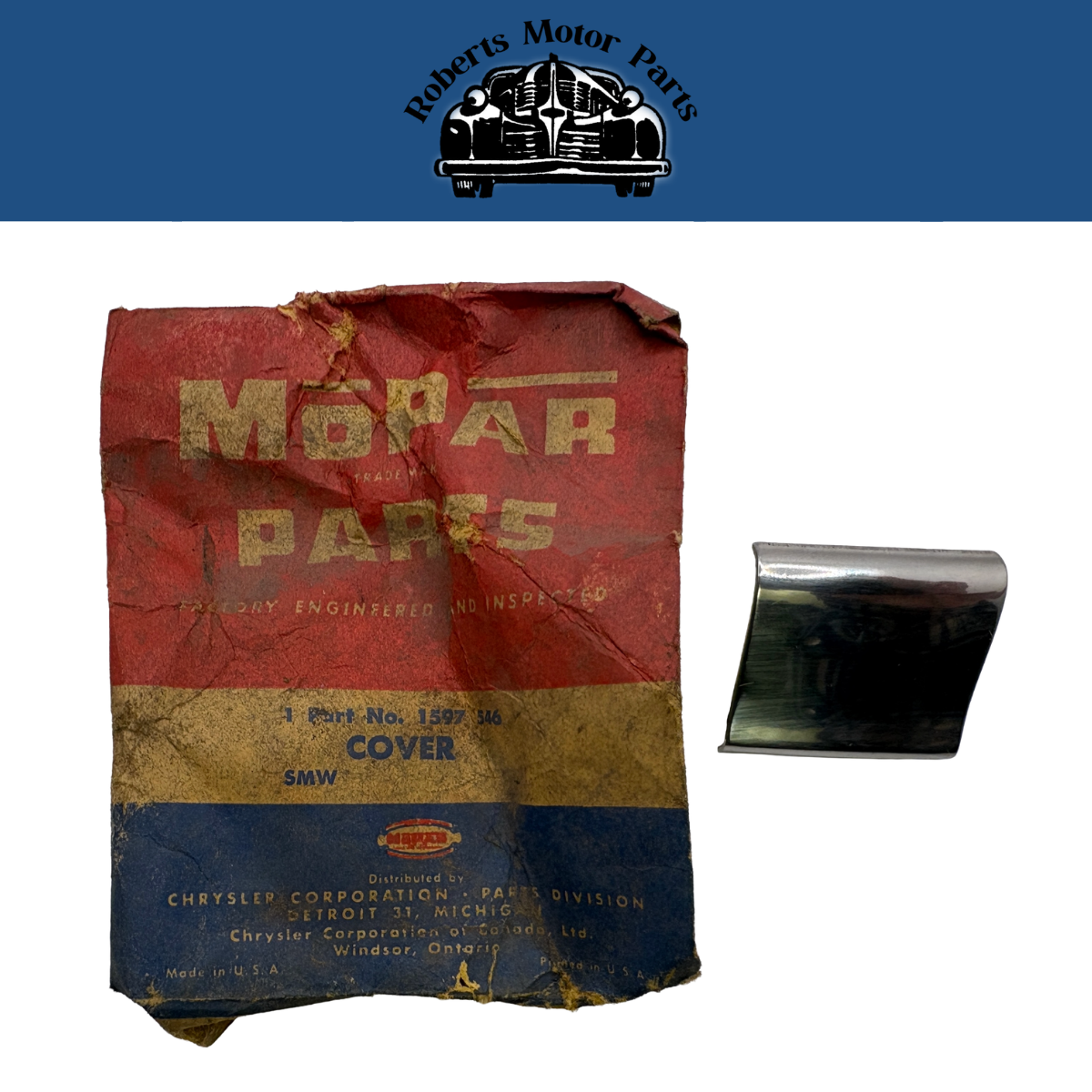 New Old Stock Right Rear Quarter Belt Cover For 1955-56 Mopar Models #1597546