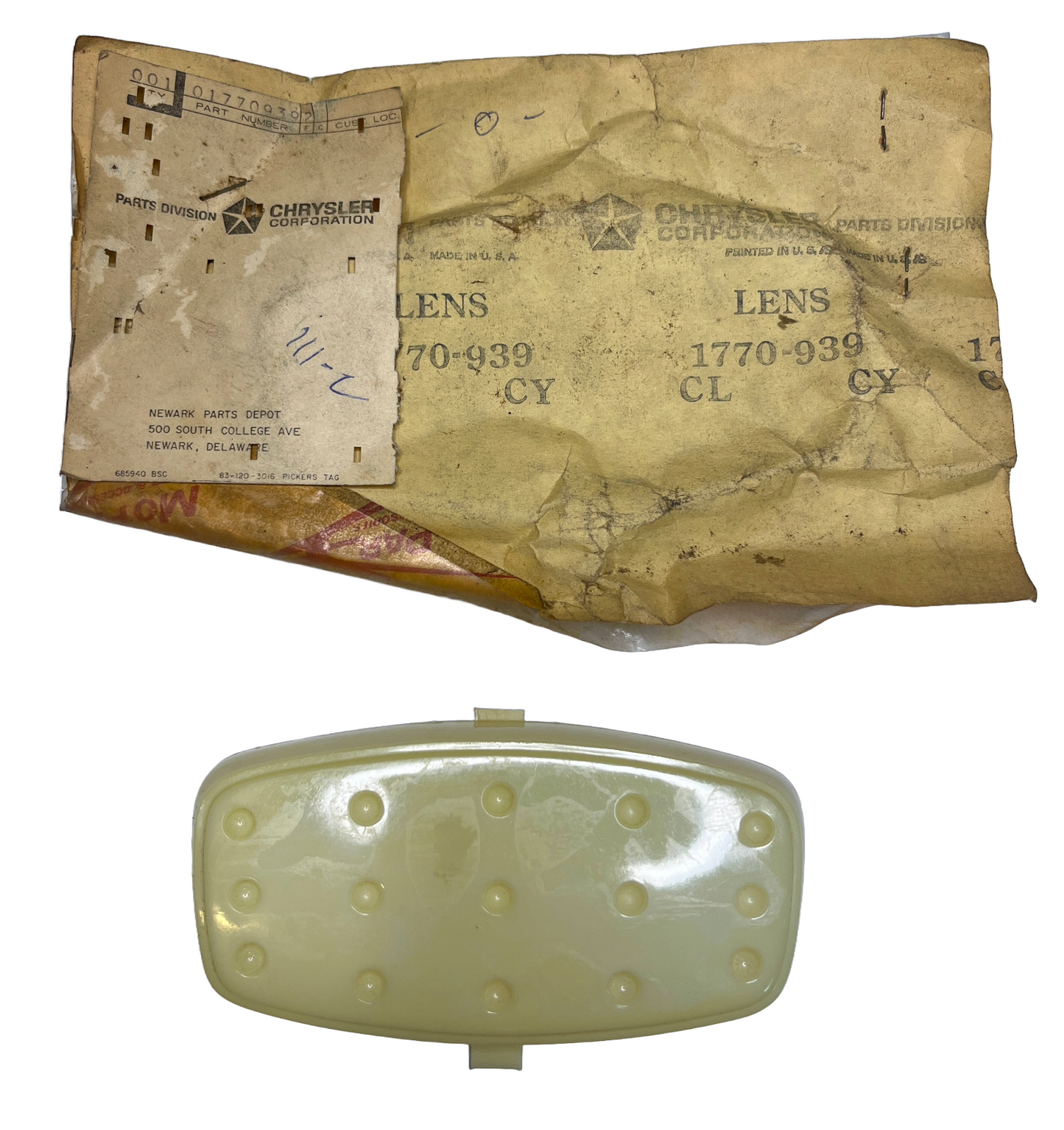 New Old Stock Dome Light Lens For 1957–59 Sedan Models Mopar #1770939