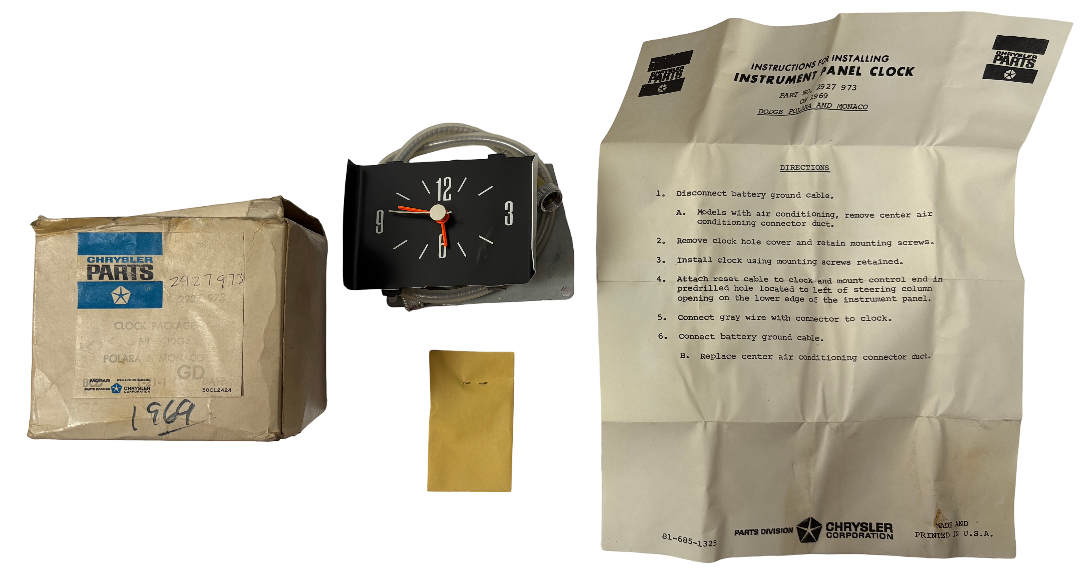 New Old Stock Dash Clock for 1969 Dodge Polara & Monaco Models Mopar #2927973