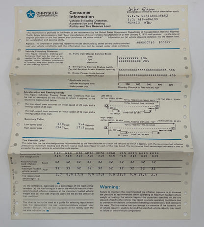 Original 1978 "Your Car Credentials" Dodge Dealer Package #8113