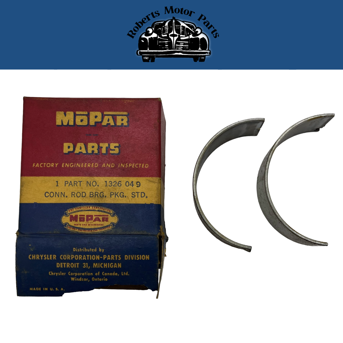 New Old Stock #3 Crankshaft Main Bearing Pair .001 1951-54 Chrysler V8 #1321228