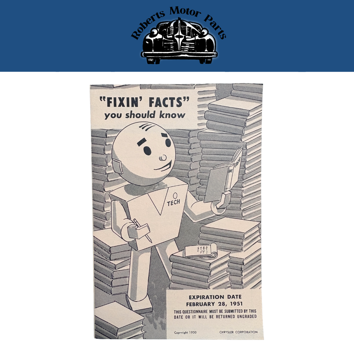 Original Ross Roy Fixin Facts Questionnaire 1951 Vol 3 No 11