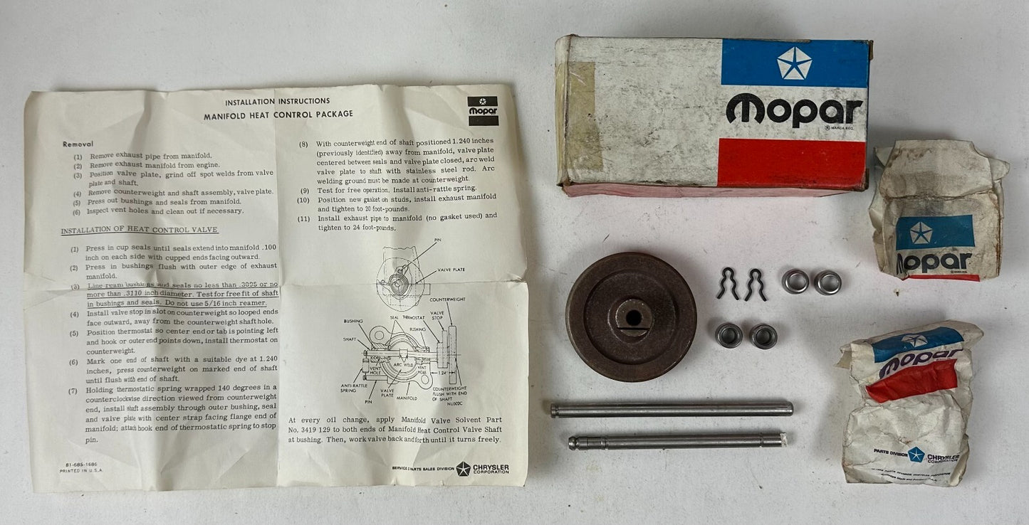 New Old Stock Heat Riser Repair Kit for 1969-73 Models 318 CI Engines #3683948