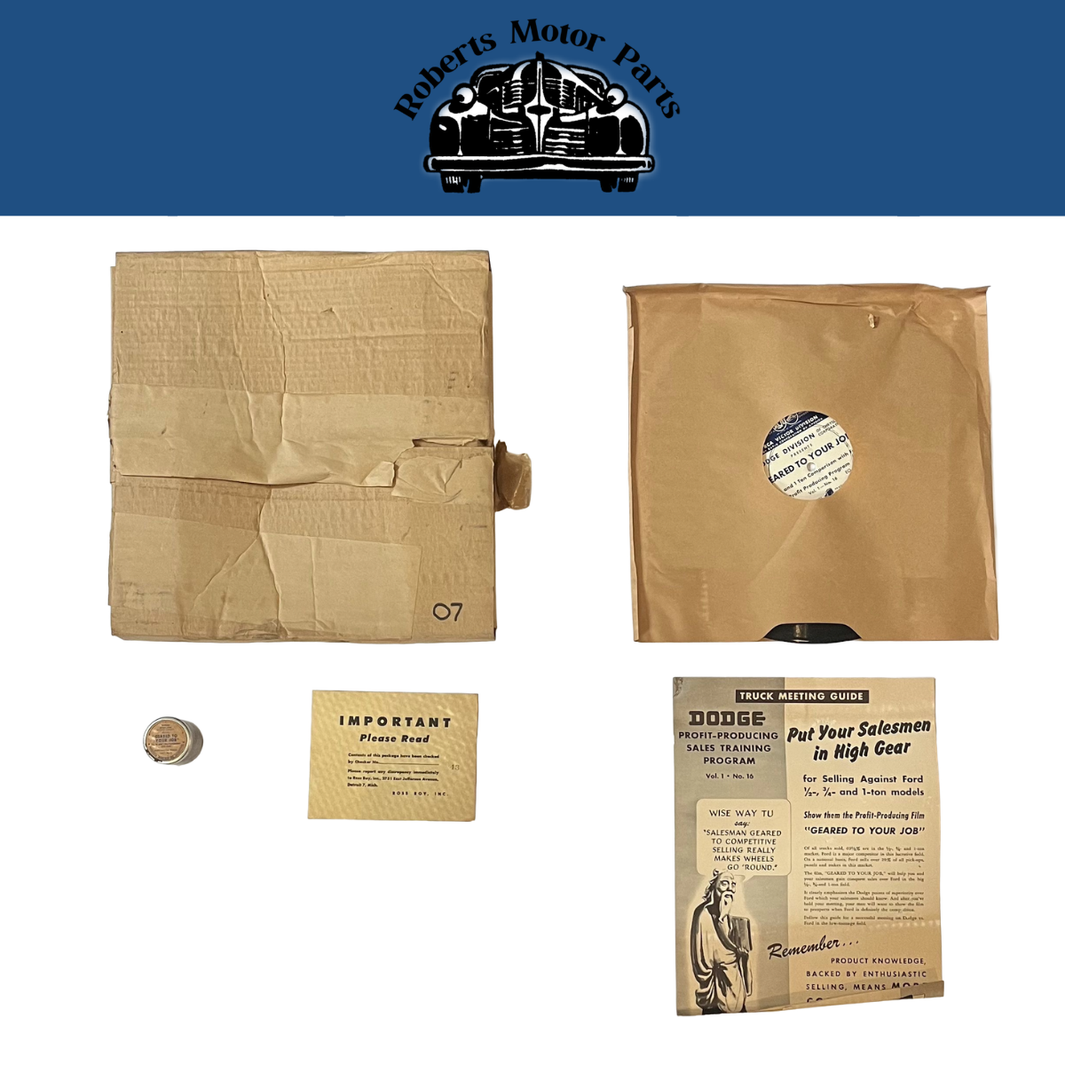 New Old Stock Informational Record Geared To Your Job 1/2, 3/4, & 1 Ton Ross Roy