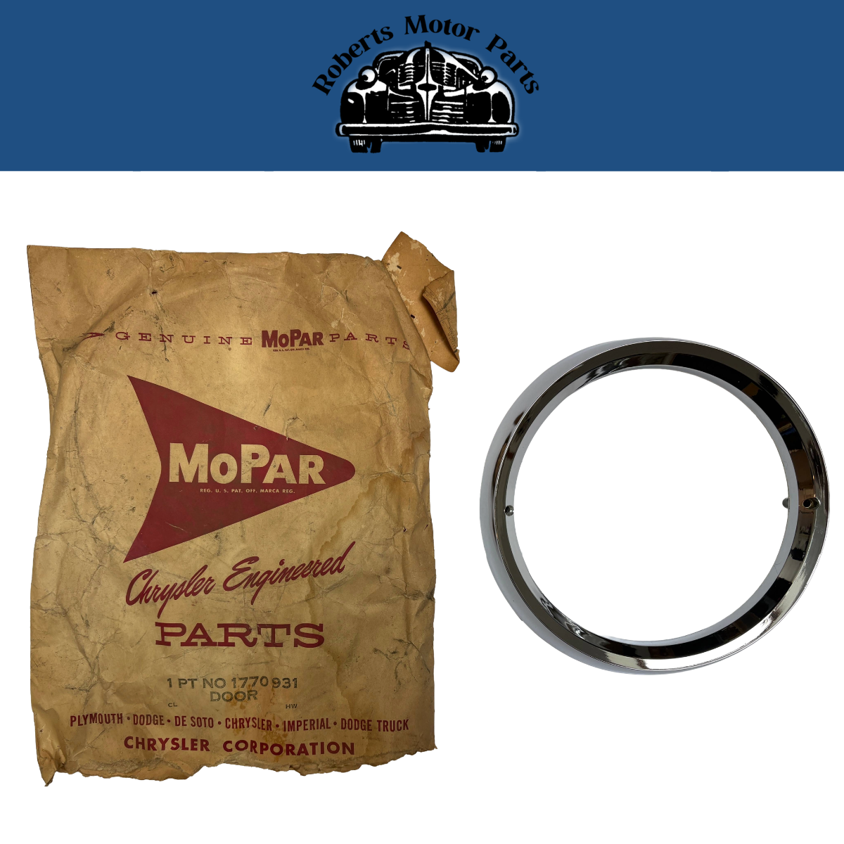 New Old Stock Left Front Headlamp Bezel Door For 1957 DeSoto Firesweep #1770931