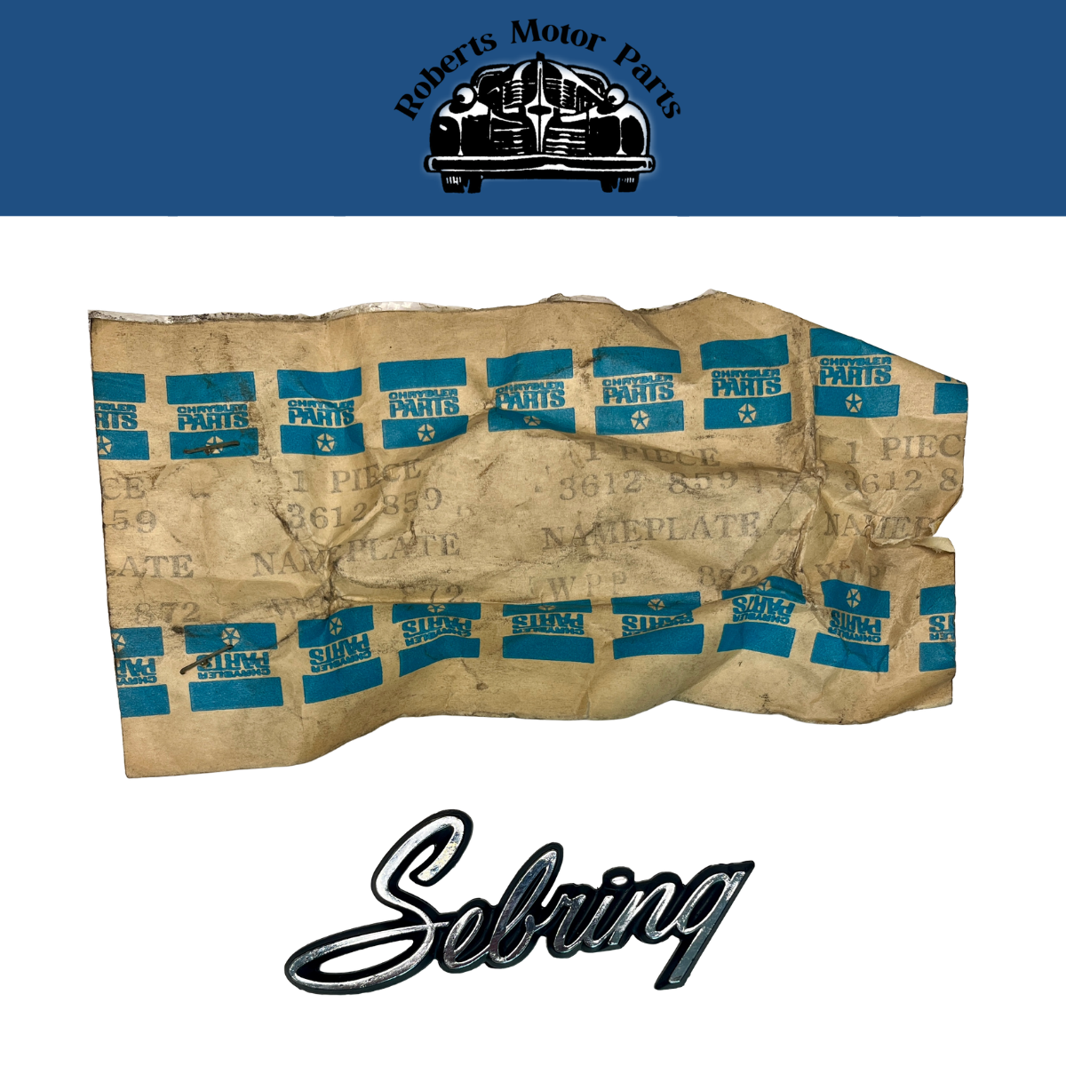 New Old Stock Sebring Nameplate For 1971-1974 Plymouth Satellite Models #3612859
