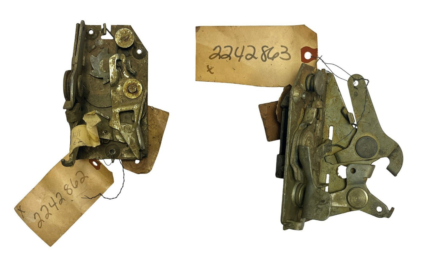 New Old Stock Rear Door Latch Pair for 1963-66 A Body 4 Door #2242862 & 2242863