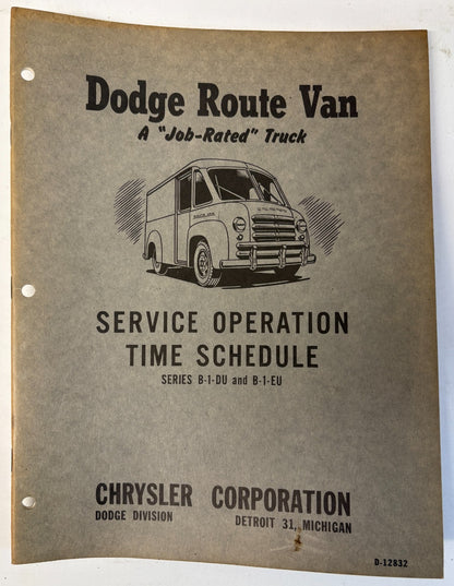 Original 1949-1950 Dodge Route Van Service Operation Time Schedule D-12832