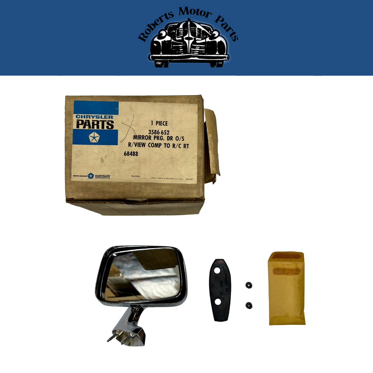 New Old Stock Outside Door Manual Mirror Package For 1971 Mopar Models #3586652