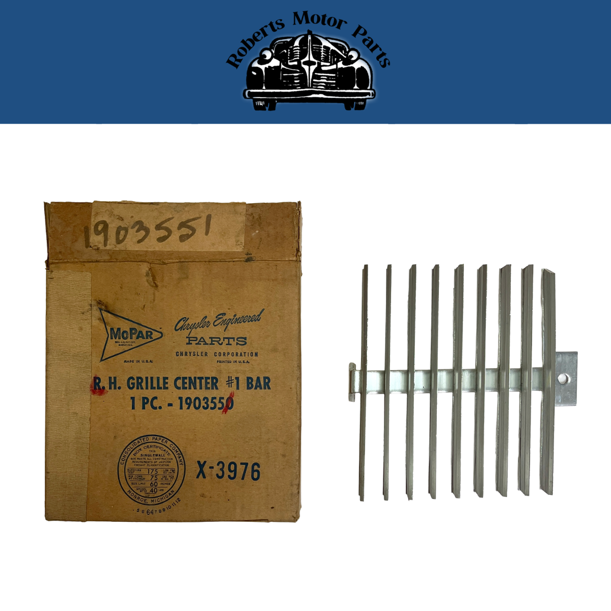 New Old Stock Left Grille Center Bar No. 1 1960 Dodge Matador Polara #1903551