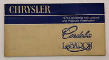 Original 1979 Chrysler Operating Instructions Cordoba & LeBaron #81-270-9104