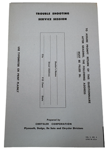 Original Ross Roy Transmission Questionnaire 1949 Vol 2 No 6
