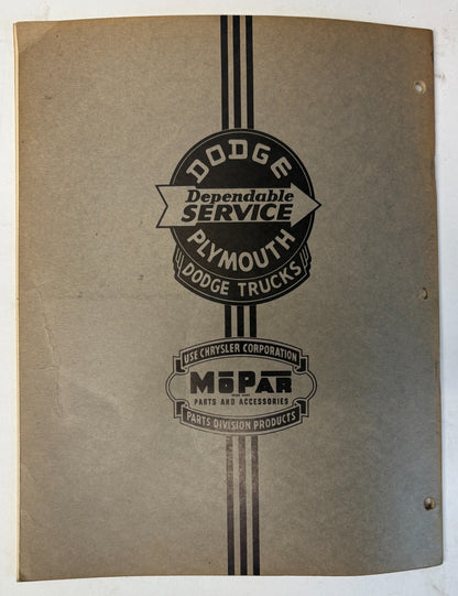 Original 1948 Dodge Service Operation Time Schedule D-12362