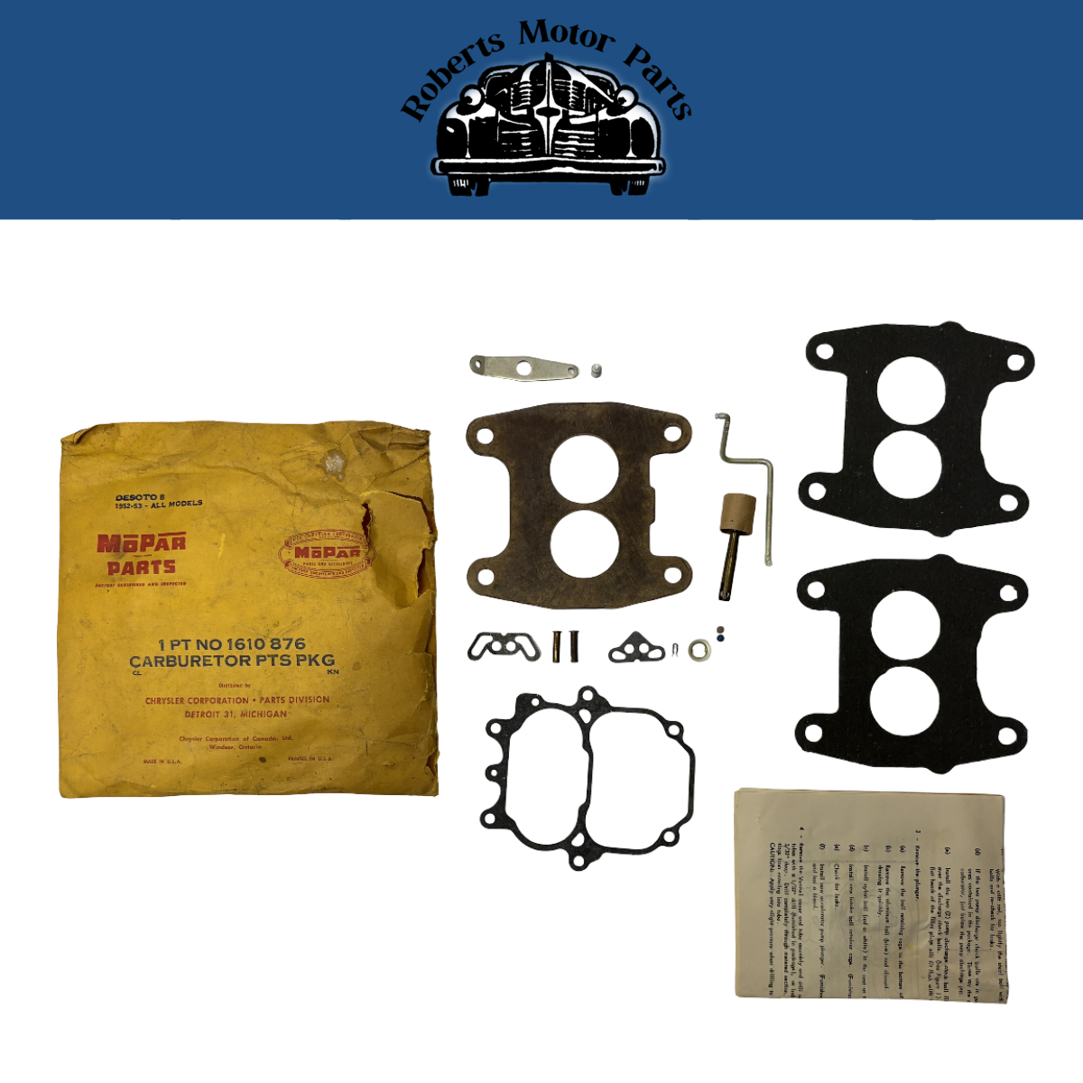 New Old Stock Carburetor Parts Package For 1952-1953 DeSoto V8 Models #1610876