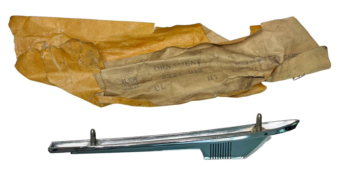 New Old Stock Right Fender Top Ornament for 1965 Valiant Models Mopar #2524942