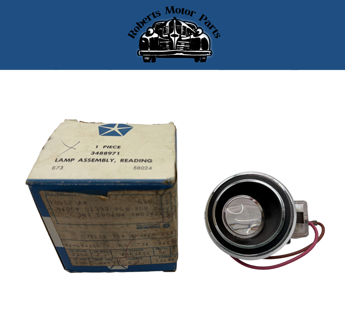 New Old Stock Dome Reading Lamp For 1974-1978 Chrysler Imperial Models #3488971