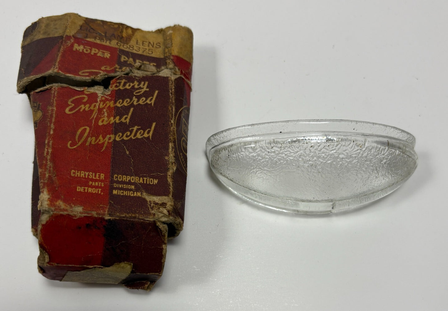 New Old Stock License Lens for 1937-8 Chrysler & DeSoto Models Mopar #668375