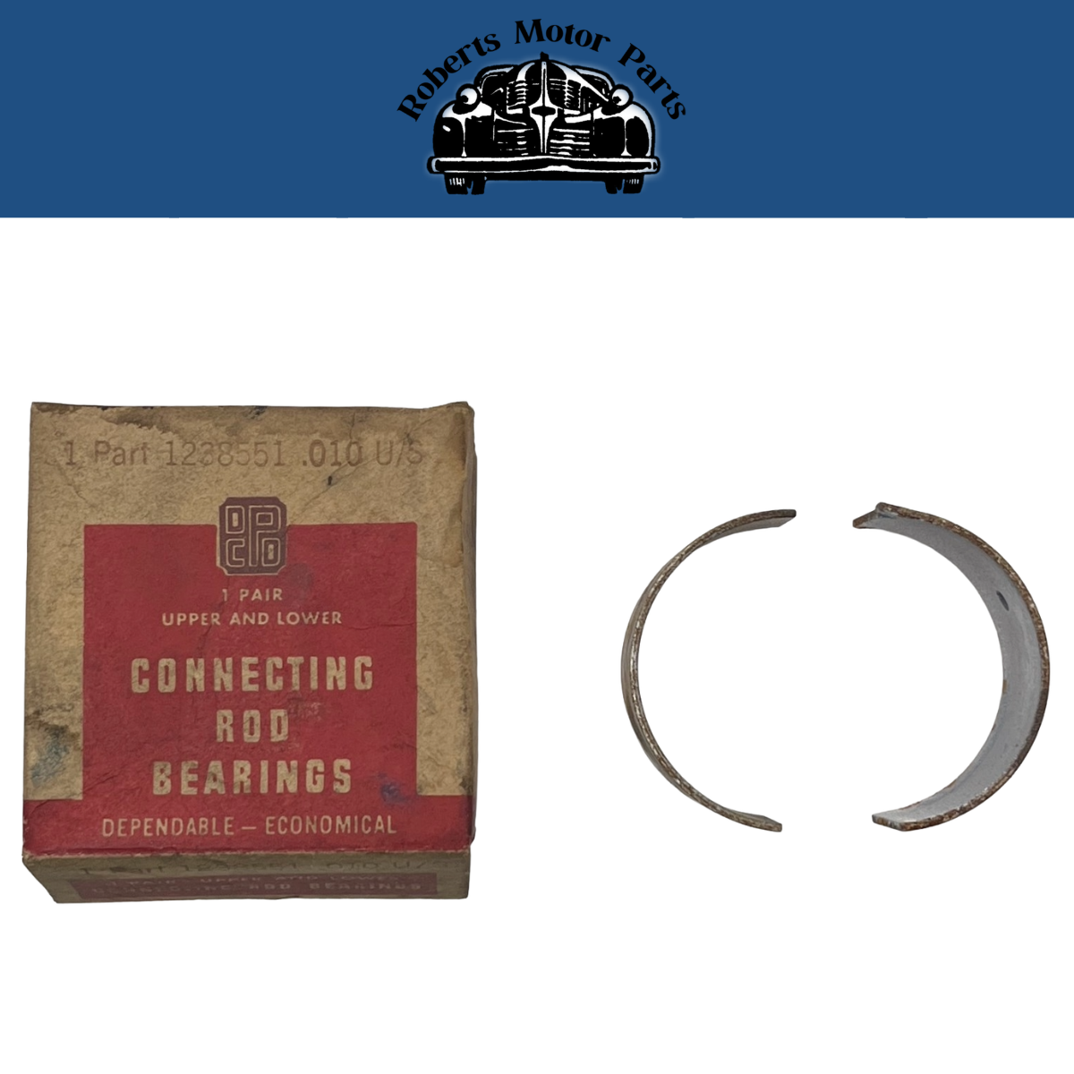 New Old Stock Connecting Rod Bearing Pair .010 Undersized 1932-42 Mopar #1238551