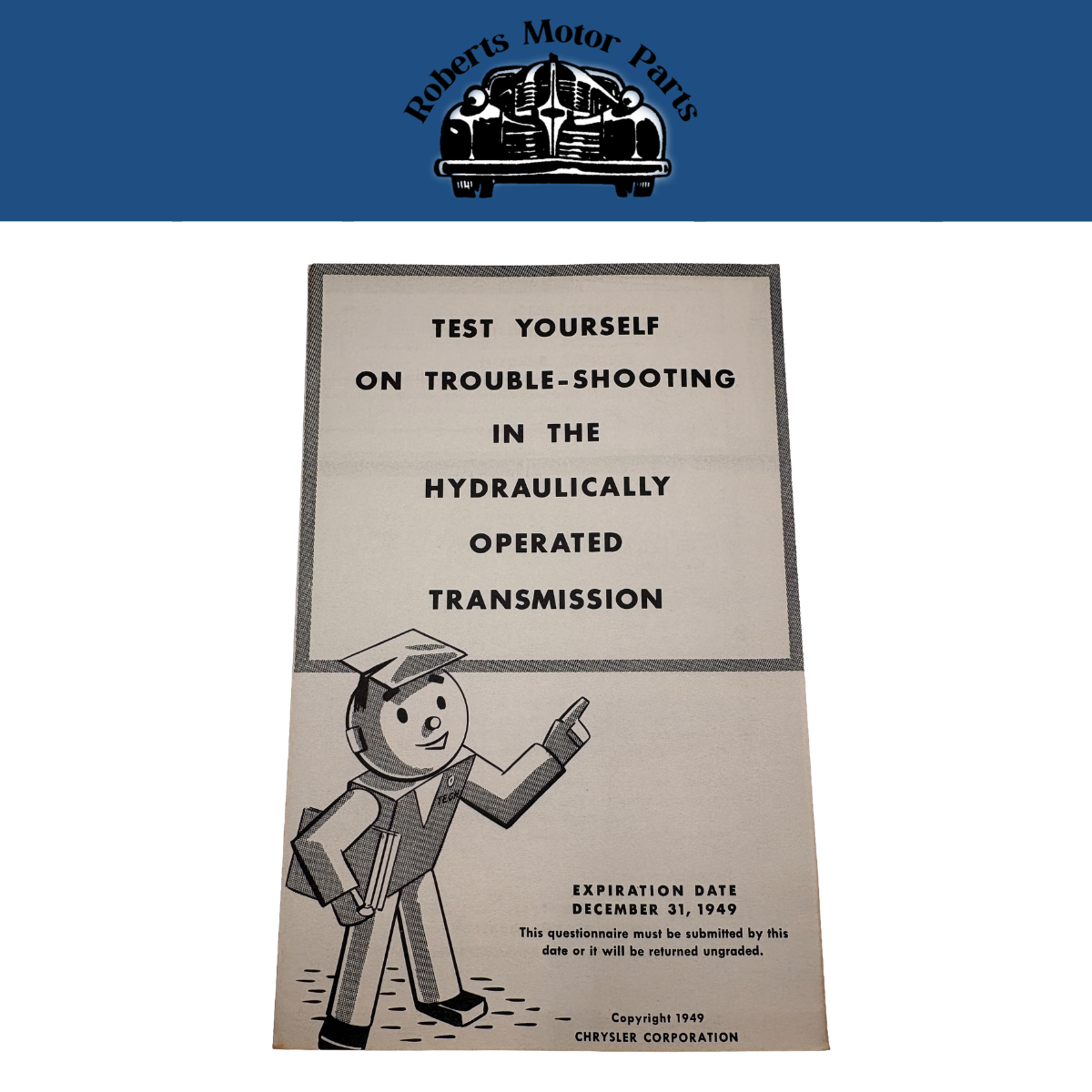 Original Ross Roy Transmission Questionnaire 1949 Vol 2 No 12