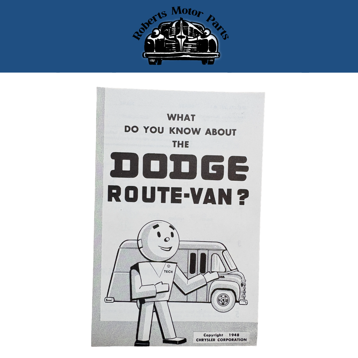 Original Ross Roy Dodge Route Van Questionnaire 1948 Special Kit B-1
