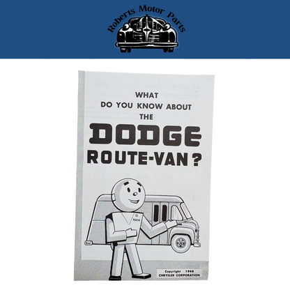 Original Ross Roy Dodge Route Van Questionnaire 1948 Special Kit B-1