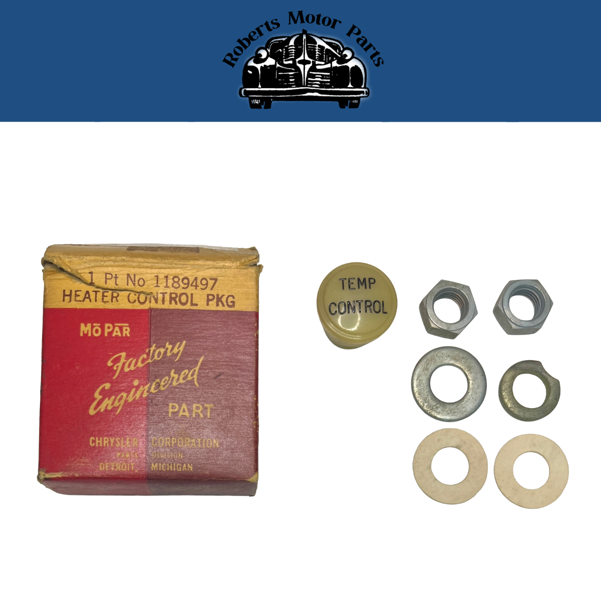 New Old Stock Heater Control Knob Pkg for 1946-48 Plymouth P15 Models #1189497