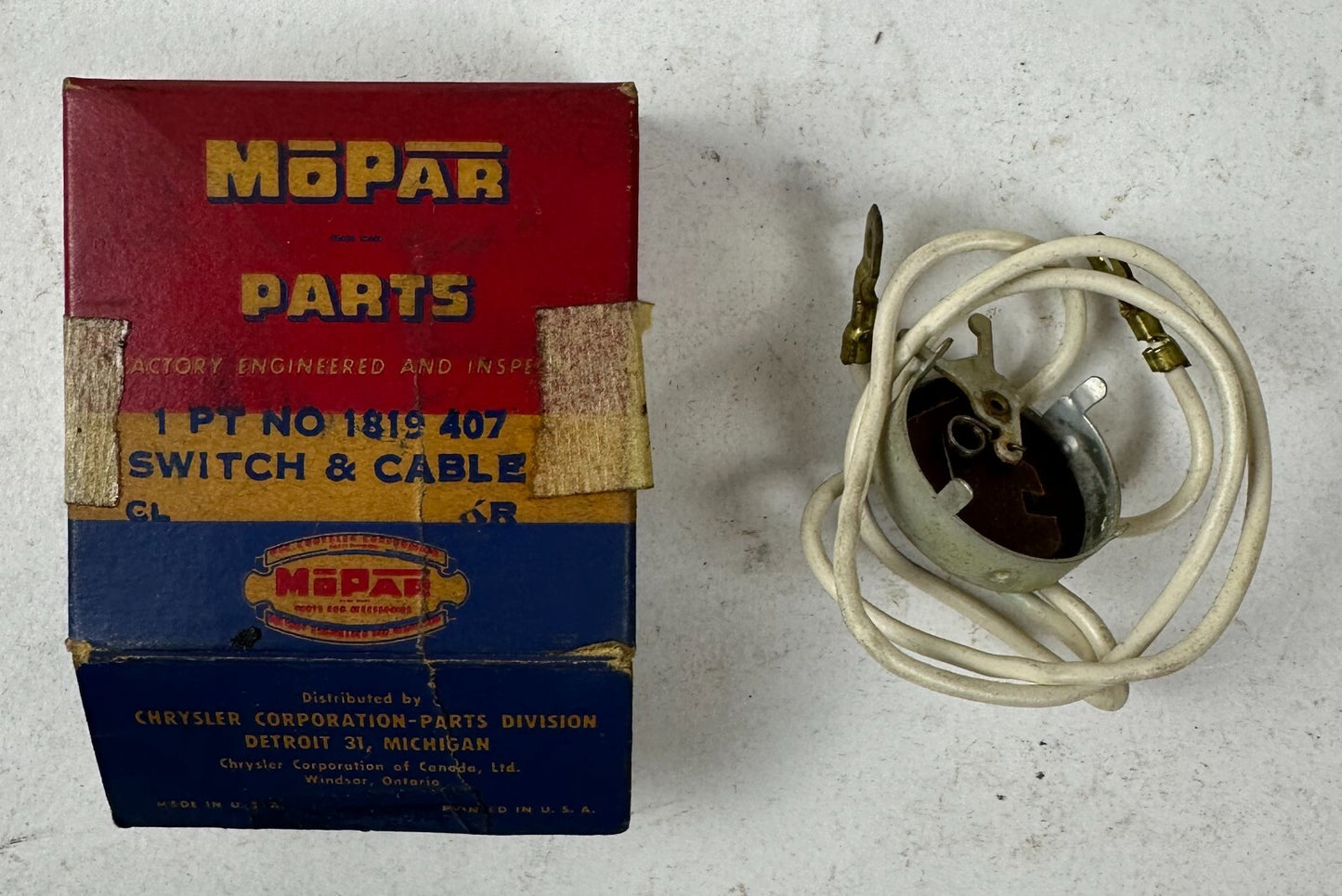 NOS Mopar Back Up Light Switch 1957-8 Chrysler DeSoto NOS #1819407