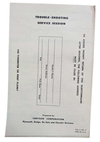 Original Ross Roy 10 Questions Questionnaire 1950 Vol 3 No 9