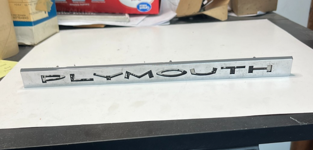 Used Old Stock Side Panel Trunk Badge Emblem for 1960s Plymouth #2099410