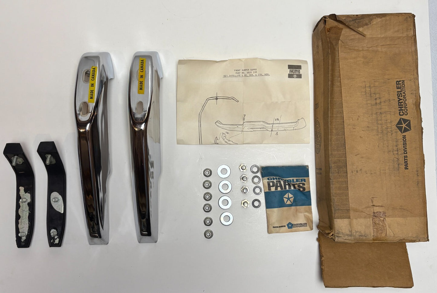 New Old Stock Front Bumper Guard Package for 1971-72 Models Mopar #3620328