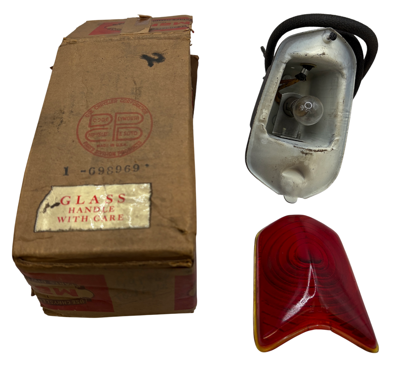 New Old Stock Taillight Lamp Assembly for 1939 Dodge Deluxe Models Mopar #698969
