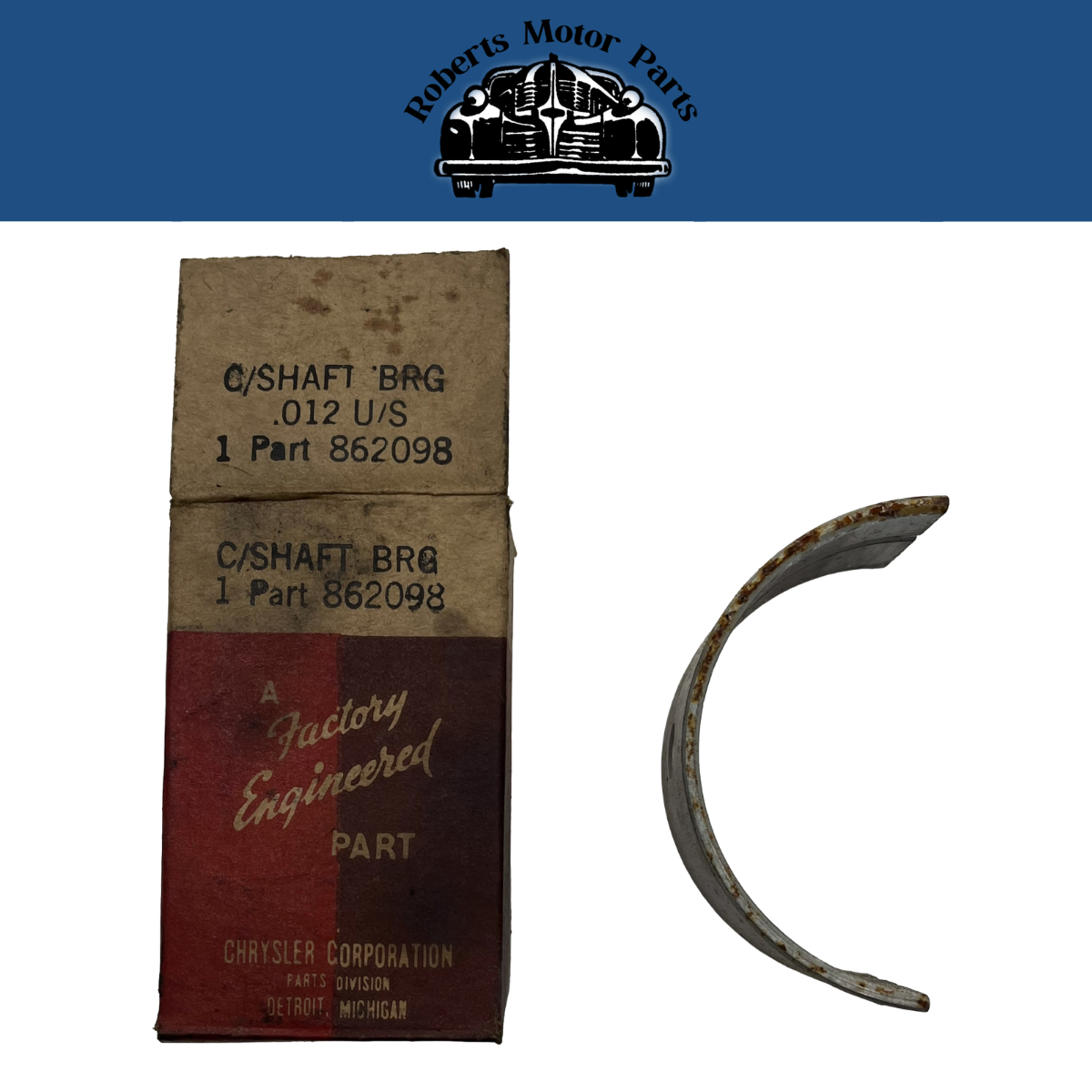 New Old Stock Crankshaft Main Bearing For 1933-42 Plymouth Dodge Models #862098